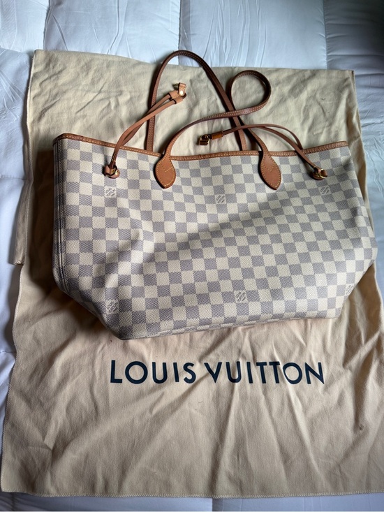 Louis Vuitton Handbags - Louis Vuitton Damier Azur Canvas Tote — MM - Cream/Light Brown